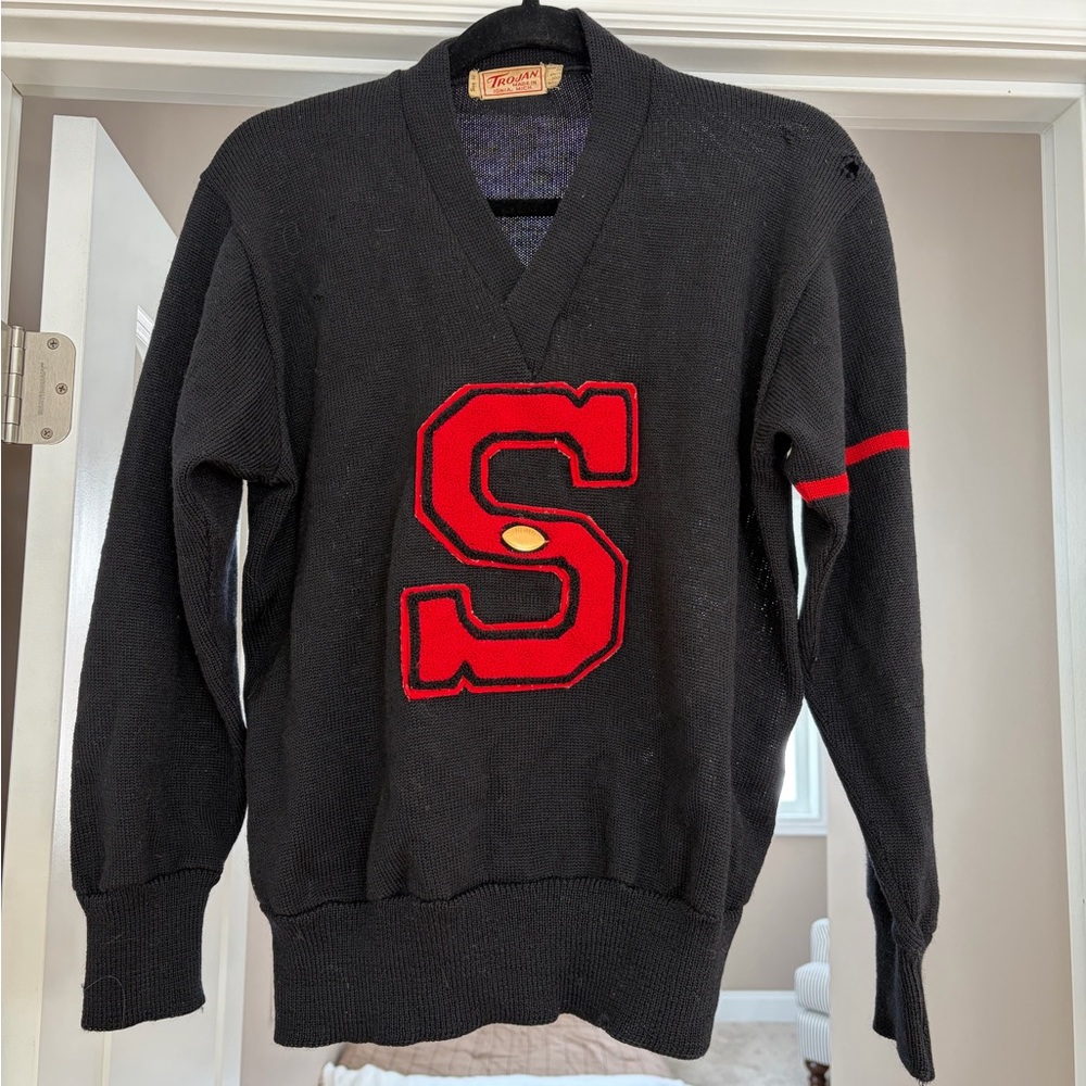 Vintage Black Sweater with Red Lettering